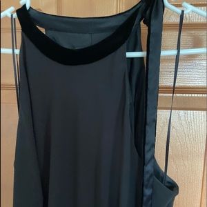 Vintage Lauren long cocktail dress with velvet trim at the neckline